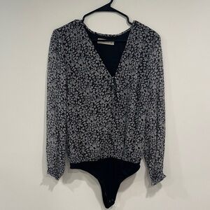 Abercrombie & Fitch Black and White Floral Bodysuit